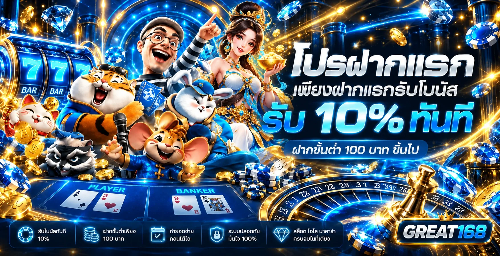 ภาพแนะนำ GREAT168 ทางเข้าและโบนัสสำหรับสมาชิกใหม่